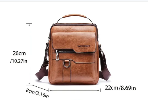 Vintage Genuine Leather Crossbody Bag for Men, Business Shoulder Bag with Classic Design