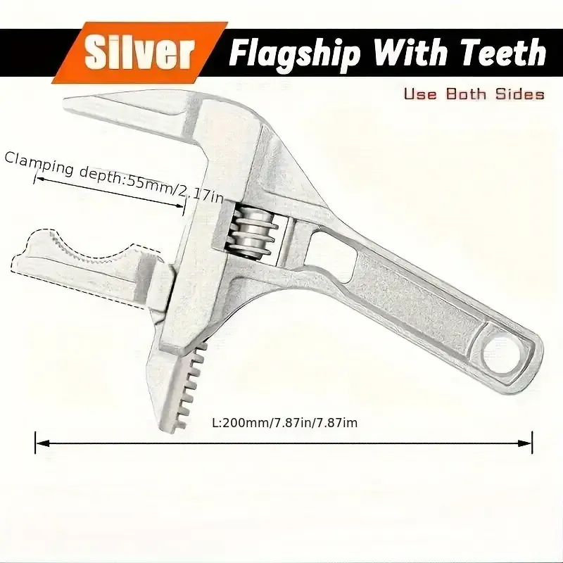 Versatile Aluminum Alloy Wrench - Strong Grip, Large Opening, Adjustable for Home Maintenance & Industrial Use