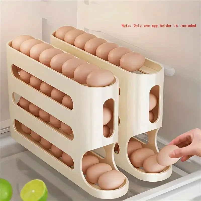 A Double-Layer Transparent Automatic Rolling Egg Rack, Designed for The Refrigerator Side Door, Convenient for Taking Eggs, Saving Refrigerator Space, Suitable for Use on Kitchen Countertops And Desktops