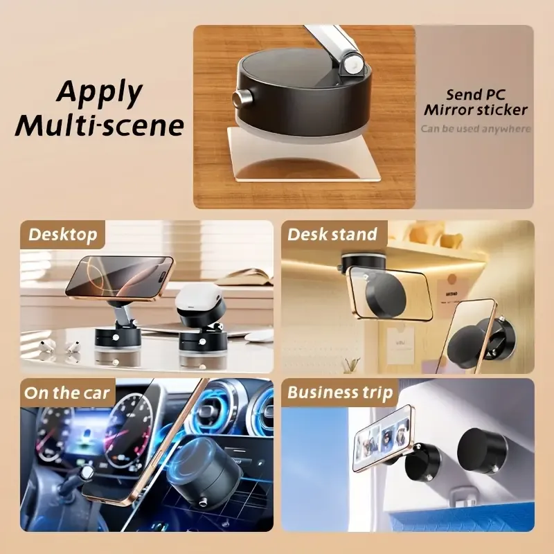 Multifunctional Vacuum Suction Cup Bracket Foldable Retractable Kitchen Lazy Vacuum Double-sided Magnetic Mobile Phone Holder