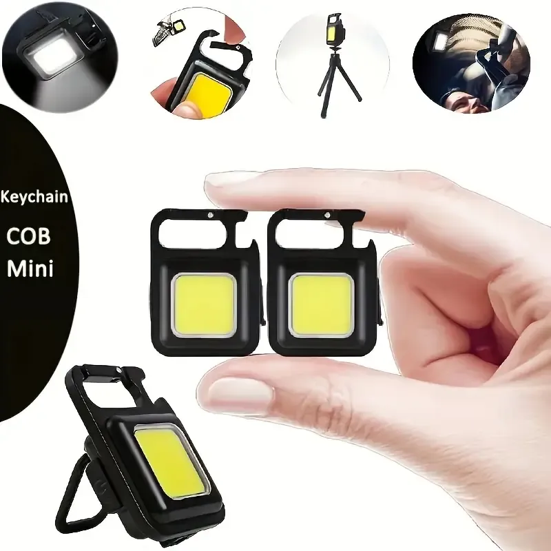 Buy 1 Get 1 Free - 2pcs Portable LED Flashlight Mini Rechargeable Multifunctional Work Light Keychain Small Pocket Lights for Outdoor Camping Car Lighting
