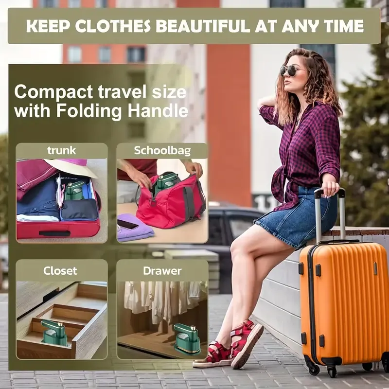 180° Rotating Mini Portable Folding Steam Iron - Compact, Fast Heating, Commercial Handheld - Perfect For Family, Hotel, Laundry, College, Travel And Small Spaces