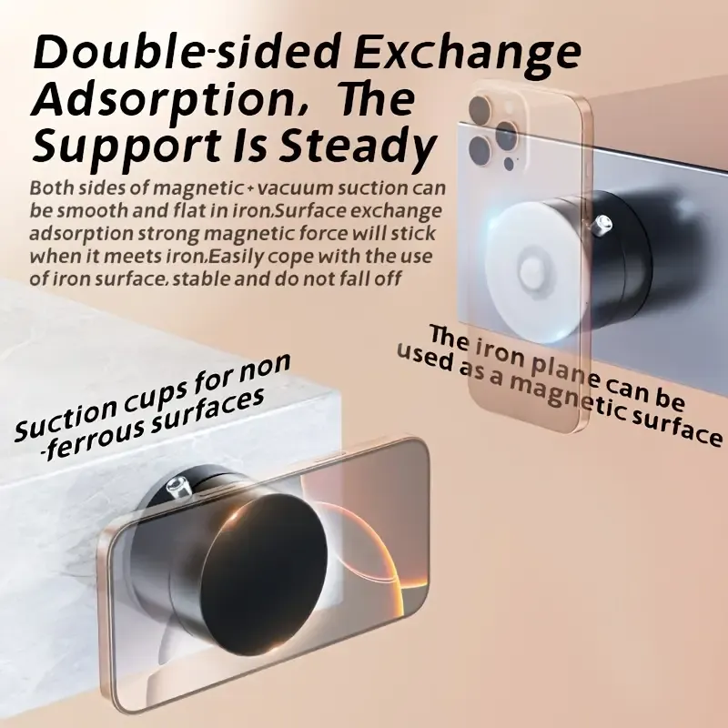 Multifunctional Vacuum Suction Cup Bracket Foldable Retractable Kitchen Lazy Vacuum Double-sided Magnetic Mobile Phone Holder