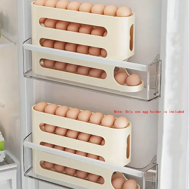 A Double-Layer Transparent Automatic Rolling Egg Rack, Designed for The Refrigerator Side Door, Convenient for Taking Eggs, Saving Refrigerator Space, Suitable for Use on Kitchen Countertops And Desktops