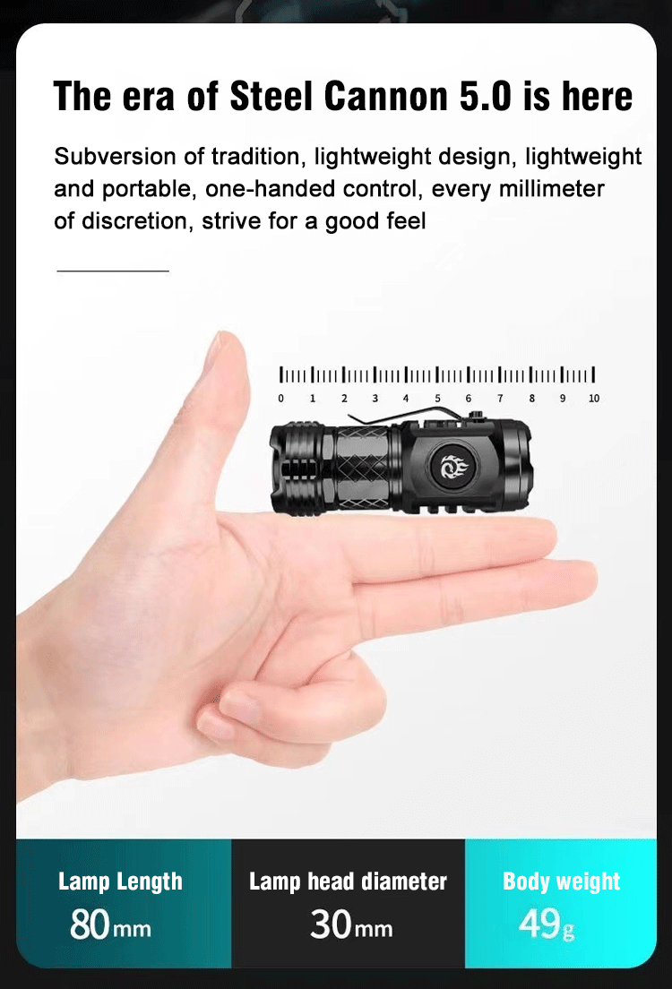 Compact Super Bright LED Flashlight with Magnetic Base & USB-C Rechargeable Battery - Durable Aluminum Alloy, Long-Range Illumination, Perfect for Outdoor Adventures & Household Use
