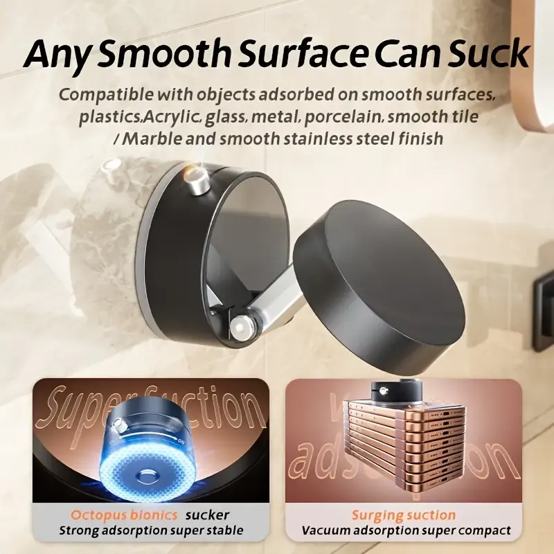 Multifunctional Vacuum Suction Cup Bracket Foldable Retractable Kitchen Lazy Vacuum Double-sided Magnetic Mobile Phone Holder