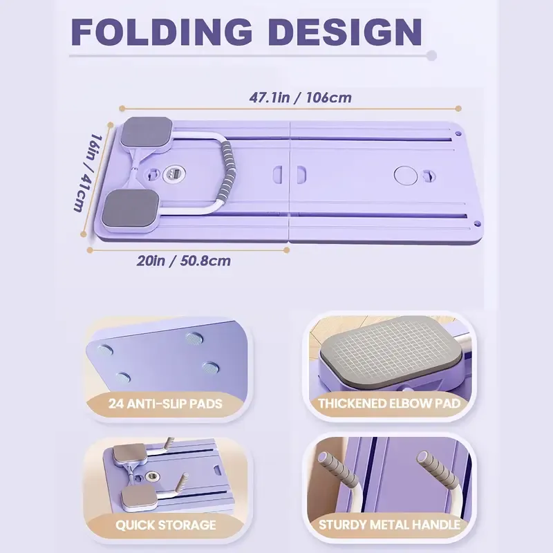 5 In1 Pilates Board for Home Foldable, Portable Pilates Reformer Machine, Pilates Equipment, Foldable Reformer Pilates Machine for Home Workout, Multifunctional Ab Exercise Board (Purple)