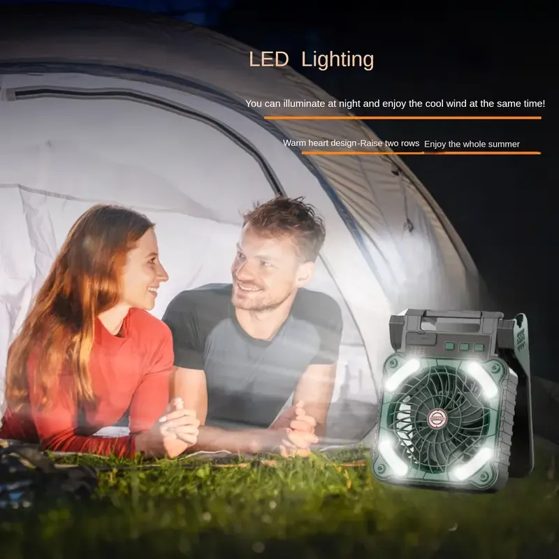 1pc Portable Folding Solar-Powered LED Light and Fan Combo with Antique Metal Finish, Rechargeable Lithium Battery, USB Charging, ABS Material, ≤36V Operating Voltage for Camping and Desk Use
