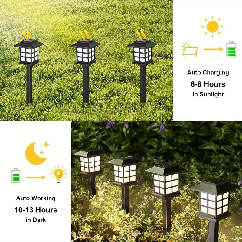 6 Kit Solar Street Lights, 2024 Solar Outdoor Lights, Bright Solar Garden Lights For Outdoor Garden Sidewalk Driveway Lawn Walkway