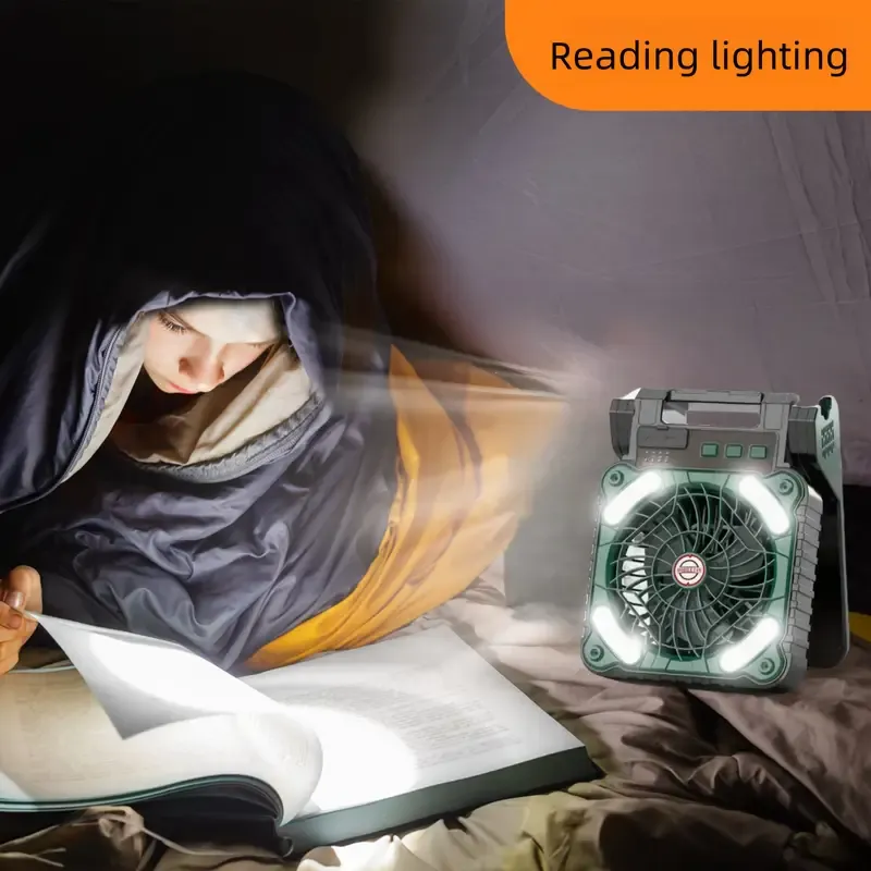 1pc Portable Folding Solar-Powered LED Light and Fan Combo with Antique Metal Finish, Rechargeable Lithium Battery, USB Charging, ABS Material, ≤36V Operating Voltage for Camping and Desk Use
