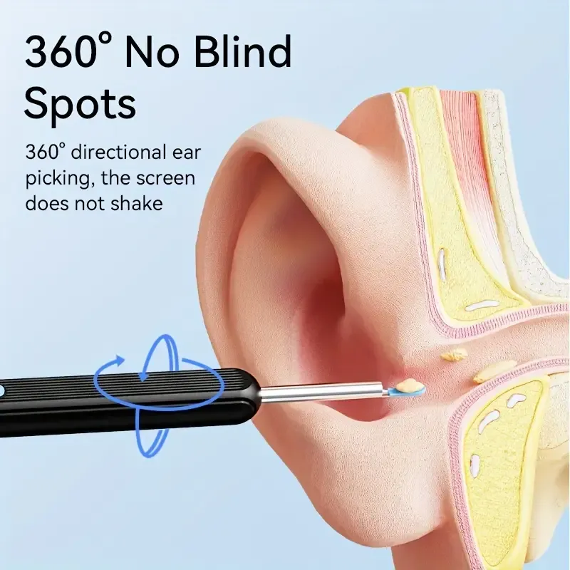 Ear Spoon 7pcs Earwax Removal Kit, with Camera, Light and 6 Ear Spoons - Smart Rechargeable Earwax Cleaner with Lithium Battery, No Formaldehyde, Metal, Plastic and Silicone Structure - Safe and Easy-to-use Home Earwax Removal Tool