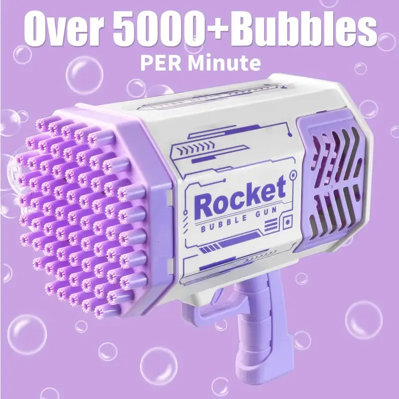 Bubble Machine Gun with 69 Holes - Colorful Lights Bubble Maker for Kids Powerful Automatic Bubble Blower Fun Outdoor & Party Toy