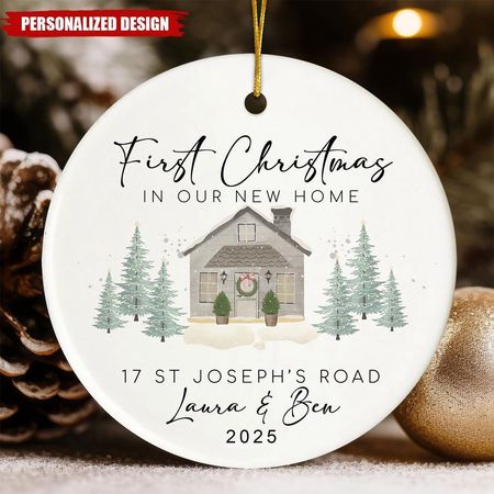 Erstes Weihnachten in unserem neuen Zuhause - Personalisiertes Keramikornament