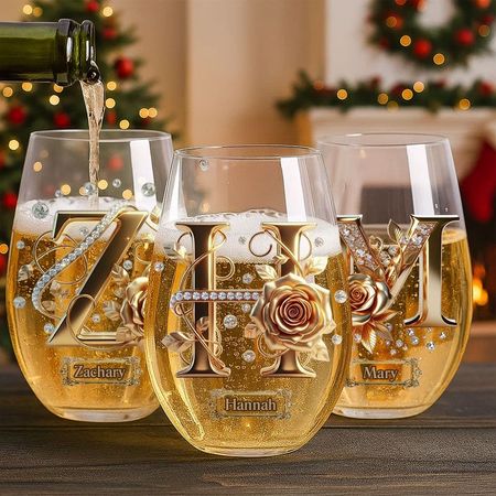 Alphabet Initial für Weinliebhaber - Personalisierter Wein über das gesamte Weinglas