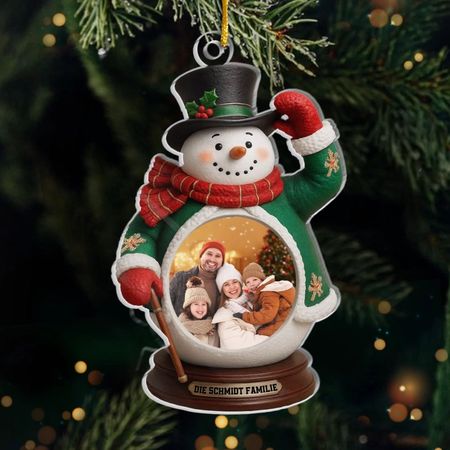 Personalisierter Christbaumschmuck mit Foto-Acryl-Foto-Ornament mit Schneemann