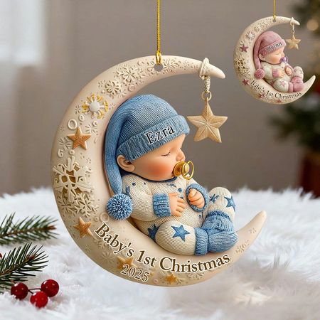 Personalisierte Acryl-Weihnachtsbaumkugel für das erste Baby, Geschenk für frischgebackene Eltern
