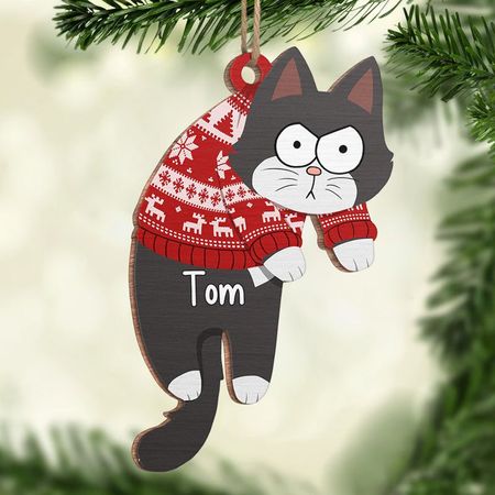 Miauende Weihnachten und lass das Chaos beginnen – Personalisierte Katzen-Weihnachtsdekoration aus Holz in individueller Form – Weihnachtsgeschenk für Tierbesitzer und Tierliebhaber