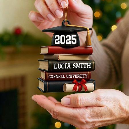 Feiern Sie akademische Spitzenleistungen Bücher und Diplom Personalisiertes Acryl-Ornament