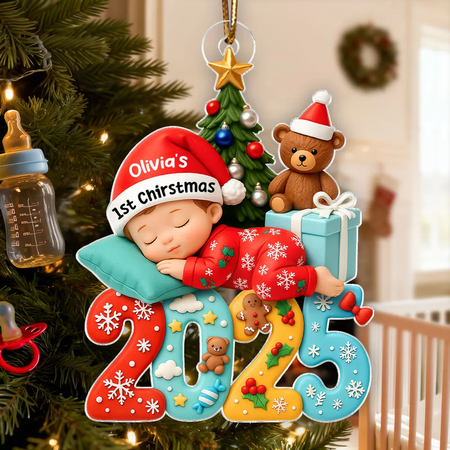 Baby's erstes Weihnachtsfest 2025 – Personalisierte Acryl-Weihnachtskugel
