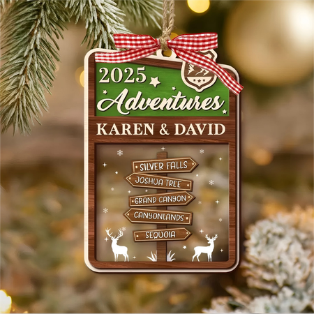 Personalisiertes Reiseabenteuer-Ornament, Nationalpark-Schild-Reise