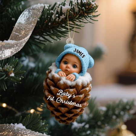 Tannenzapfen – Babys erstes Weihnachtsfest, personalisierter Weihnachtsschmuck