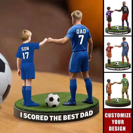 Fußballvater und Kind – Personalisierte Acrylplakette, Vatertagsgeschenk für Papa, Geschenk für Ehemann