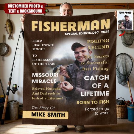 Mann Cave Fishing Art - Personal isierte Decke, Geschenk für Fisher