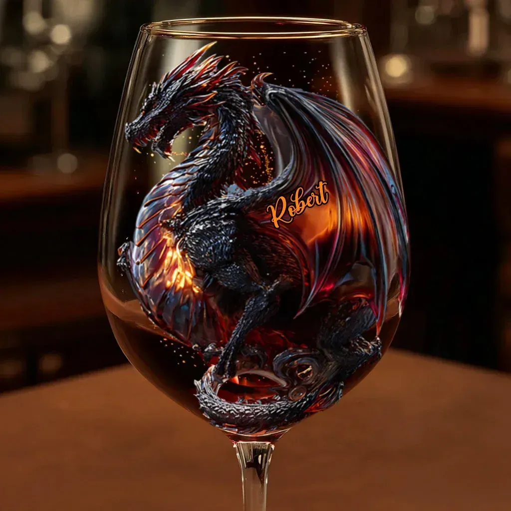 Fantasy Dragon-personal isiertes Drachenwein glas mit langem Stamm