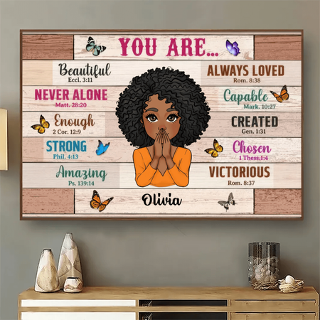 Individuelle inspirierende Wand kunst-Bibelverse-Personal isierte Leinwand Geschenk für Frauen, Mama, Frau, Tochter, Freundin, schwarze Geschichte, Christian