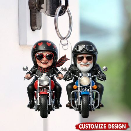 Halten Sie Ihre Hand bei 80 und gehen Sie reiten-personal isierter Acryl-Schlüssel bund-Geschenk für alte Paar-Motorrad-Enthusiasten