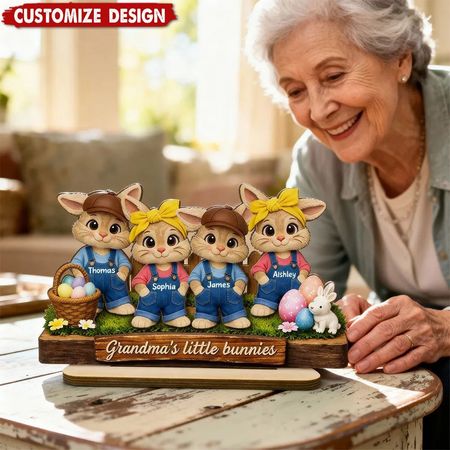 Personal isierte kleine Hasen 2-Layered Holzplatte-Oster geschenk für Oma