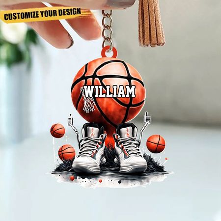 Dies ist mein Basketball und Turnschuhe personal isierter Acryl-Schlüssel bund, Geschenk für Basketball-Liebhaber