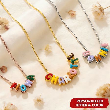 Personal isierte bunte Emaille Bubble Letter Name Halskette-Geburtstags geschenk für Freunde Familie