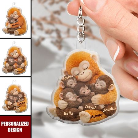 Mutter Affe & Kinder, Baby Affe Punsch-Personal isierte personal isierte Schlüssel anhänger-Herzliches Muttertag geschenk für Mama, Frau