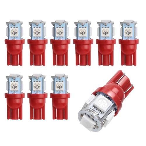 10PCS 194 LED Light Bulbs, T10 Bulb 6500K Wedge 5050 5-SMD Chips, Super Bright Width Marker Light Bulbs Replacement for Car Dome Map Reading Courtesy Side Marker Tail Parking Lights