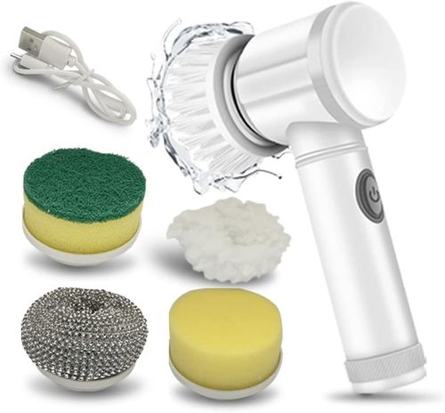 Electric Spin Scrubber, withFour Replaceable Brush Heads, Handheld Power Shower Scrubber for Bathtub, Floor, Wall, Tile, Toilet, Window, Sink