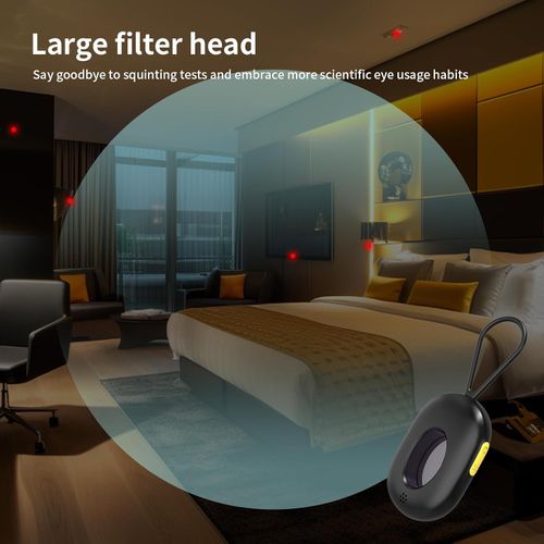 Hidden camera detector, camera detector with vibration alarm and LED flashlight, suitable for travel, hotels, home and office, 5 sensitivity levels and 3 modes.