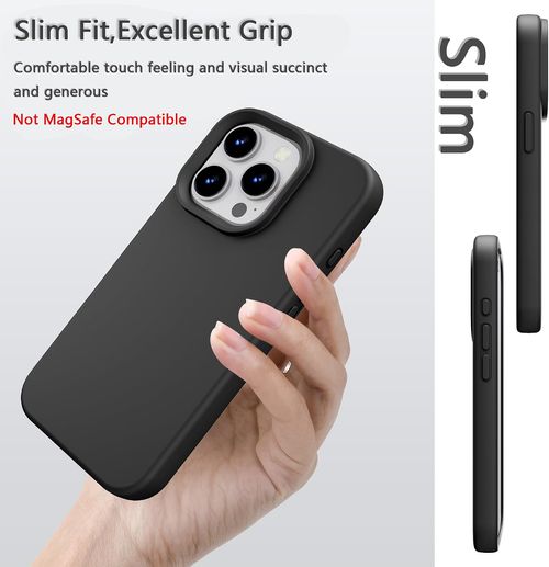 Silicone Case with Soft Microfiber Lining for iPhone 15 Pro Max (Black) (Please select your phone model before ordering)