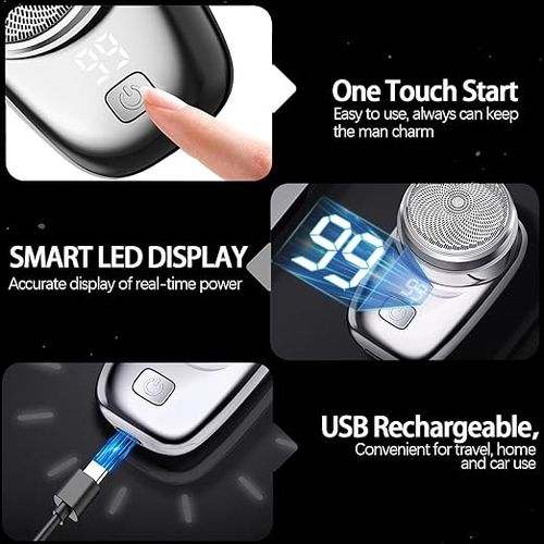 Mini Electric Shaver, 2026 New Pocket Size Electric Shavers for Men, Mini Portable Electrics Shaver, Rechargeable Easy One-Button, Powerful Waterproof Razor for Travel Office Business Trip