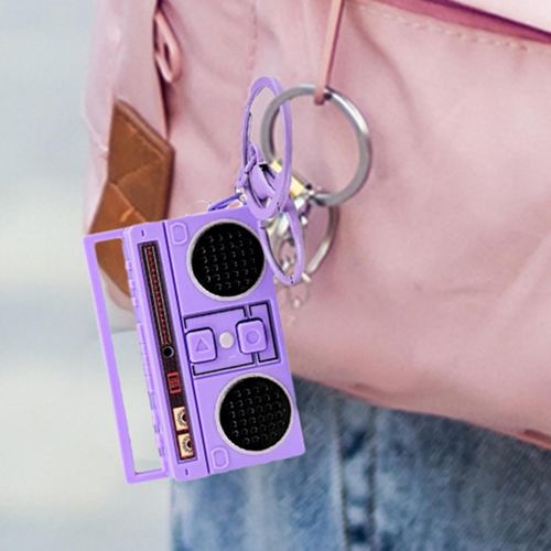 Fashion Retro Radio Shape Keychain Bag Hanging Nostalgic Tape Recorder Pendants Craft Small Speakers Key Holder Girl