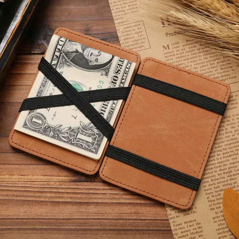 PU Leather RFID Money Clip Slim Mens Wallet ID Credit Card Holder Case E3C8