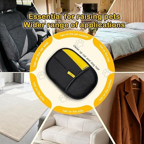 Upgraded Pet Hair Removal Gloves for Cats & Dogs, Electrostatic Reusable Grooming Gloves, Quick Fur & Lint Remover for Furniture, Carpet, Clothing, Car & Home Use