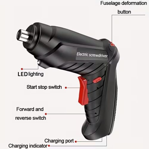Electric Screwdriver, Cordless Screwdriver Rechargeable, Power Drill Screwdriver Set, Screw Gun with Torque Setting, 2 Position Handle with LED Light