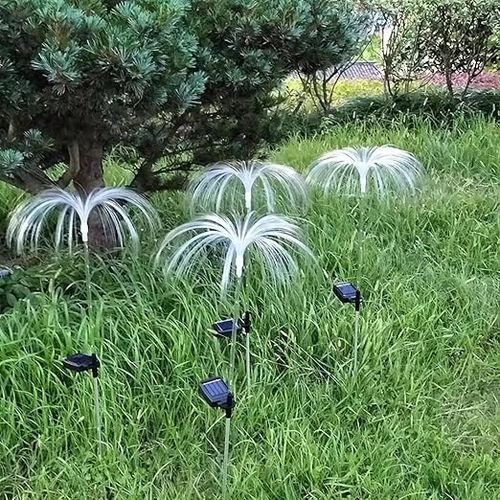 Solar garden lights, solar fiber optic jellyfish lights, outdoor waterproof lawn lights, courtyard decorative ground lights, landscape lights (size: 2 pieces)