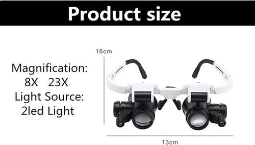 Magnifying Glasses 8X 15X 23X Magnifier LED Headband Glass Eye Magnifying Repair Tool Watchmaking Coin Stamp Currency Book Errors Jewelry Necklace Magnifier Glasses Beading Biology Loupe Microscope