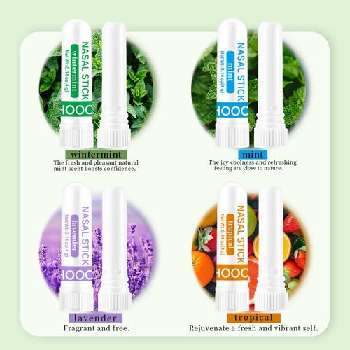 KHOOOH Nasal Stick Set with Keychain Rings - 4 Natural Scents for Easy Breathing On - The - Go