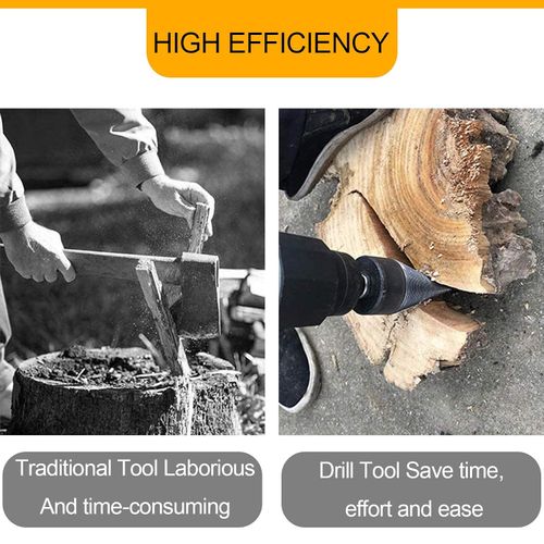 Firewood Log Splitter Drill Bit, 32mm Heavy Duty Screw Cone Driver with 3 Detachable Handles (Round, Square, Hex) Wood Splitter for Electric Drills(Black)