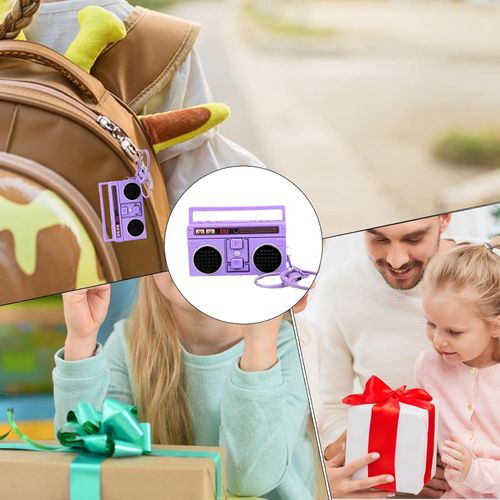 Fashion Retro Radio Shape Keychain Bag Hanging Nostalgic Tape Recorder Pendants Craft Small Speakers Key Holder Girl