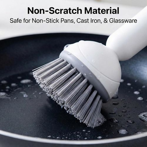 6-in-1 Rotatable Dish Brush with Detergent Dispenser,360° Rotating Scrubber for Pots Pans Dishes & Utensils,Adjustable Angles Non-Slip Grip Handle Comes with Wall Mount,with Wall Mount (Green)