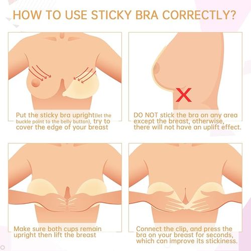 Strapless Invisible Bra - Invisible and supportive silicone cups, reusable seamless invisible bra, suitable for women, perfect for backless dresses and tops (B-C size), cream.